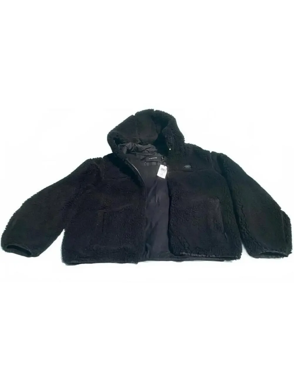 Coach TNL Sherpa Zip Jacket Black Womens XL NWT cozy